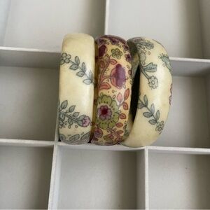 3) French Designer BRANT BANGLE BRACELETS made in FRANCE botanical design